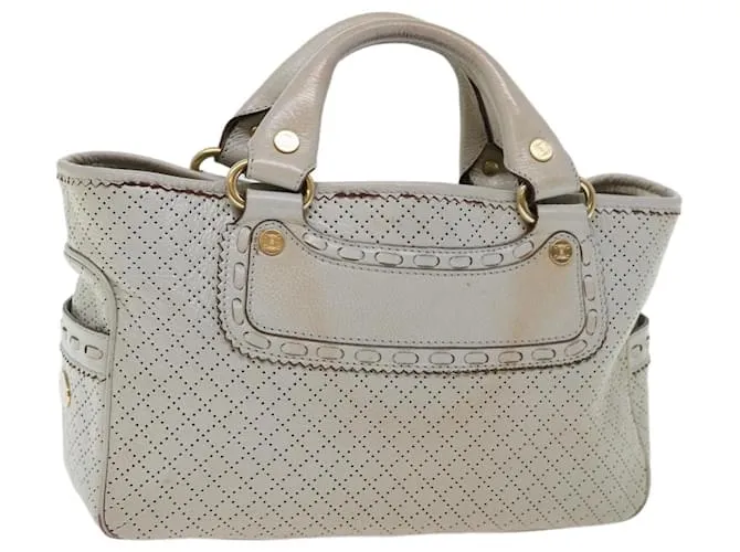 Céline CELINE Borsa a mano Pelle Grigia Auth 70597 Marrone