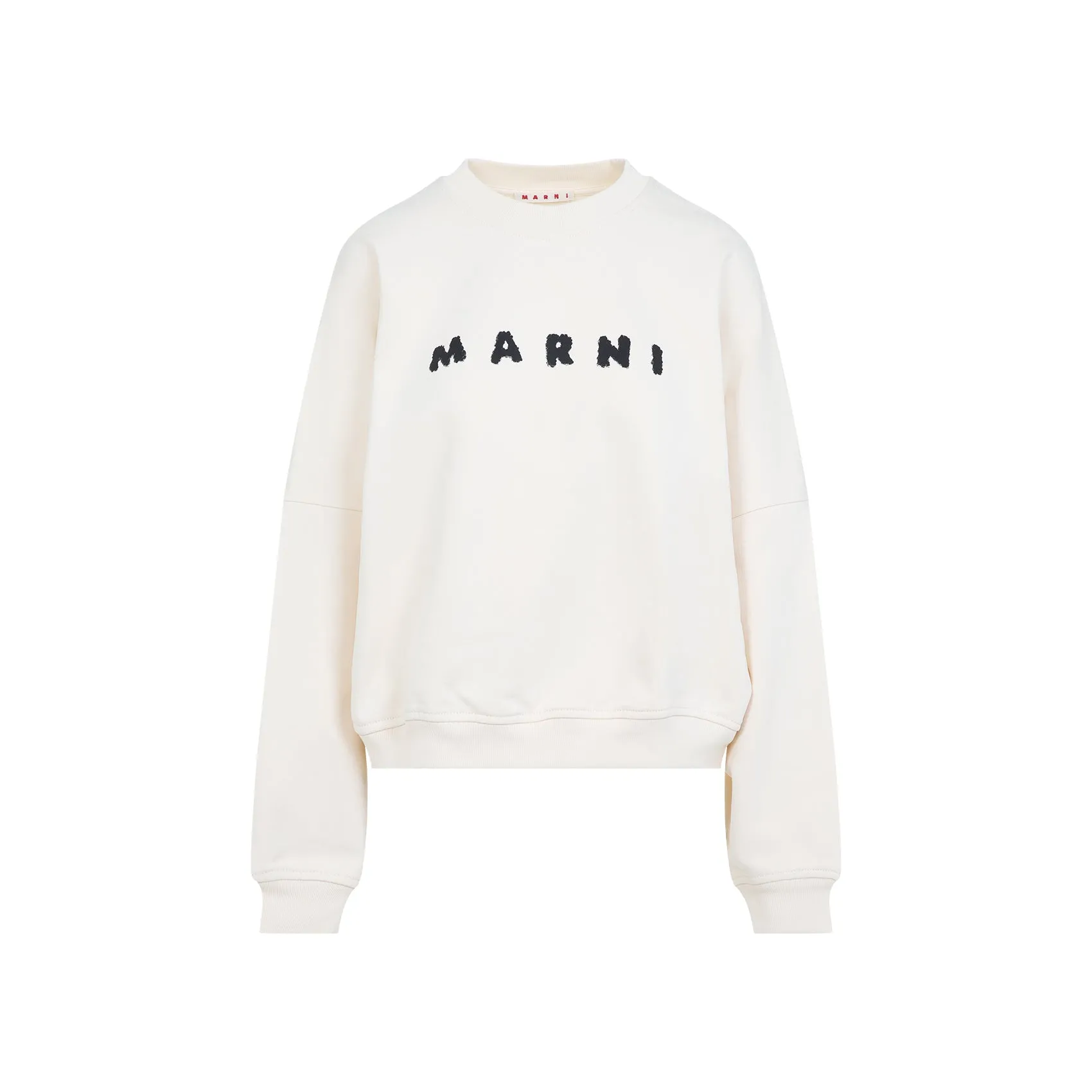 Ivory White Cotton Logo Sweatshirt