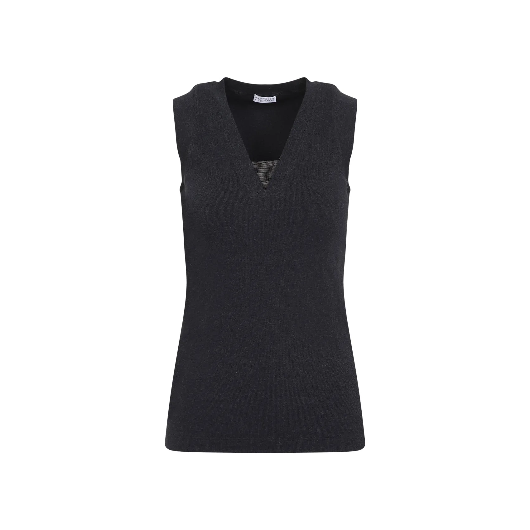 Grey Monile Cotton Tank Top