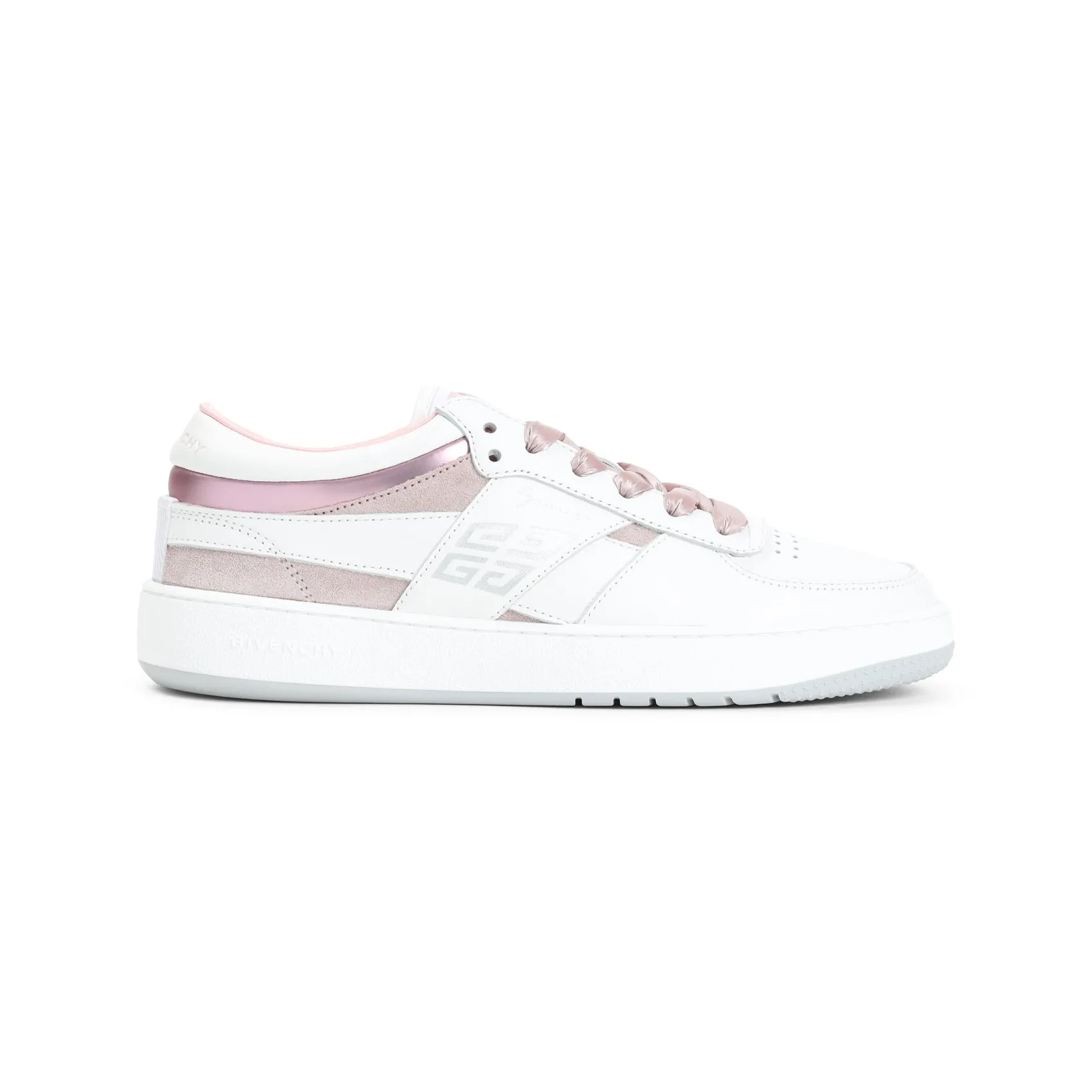 White Calf Leather Lace-Up Sneakers
