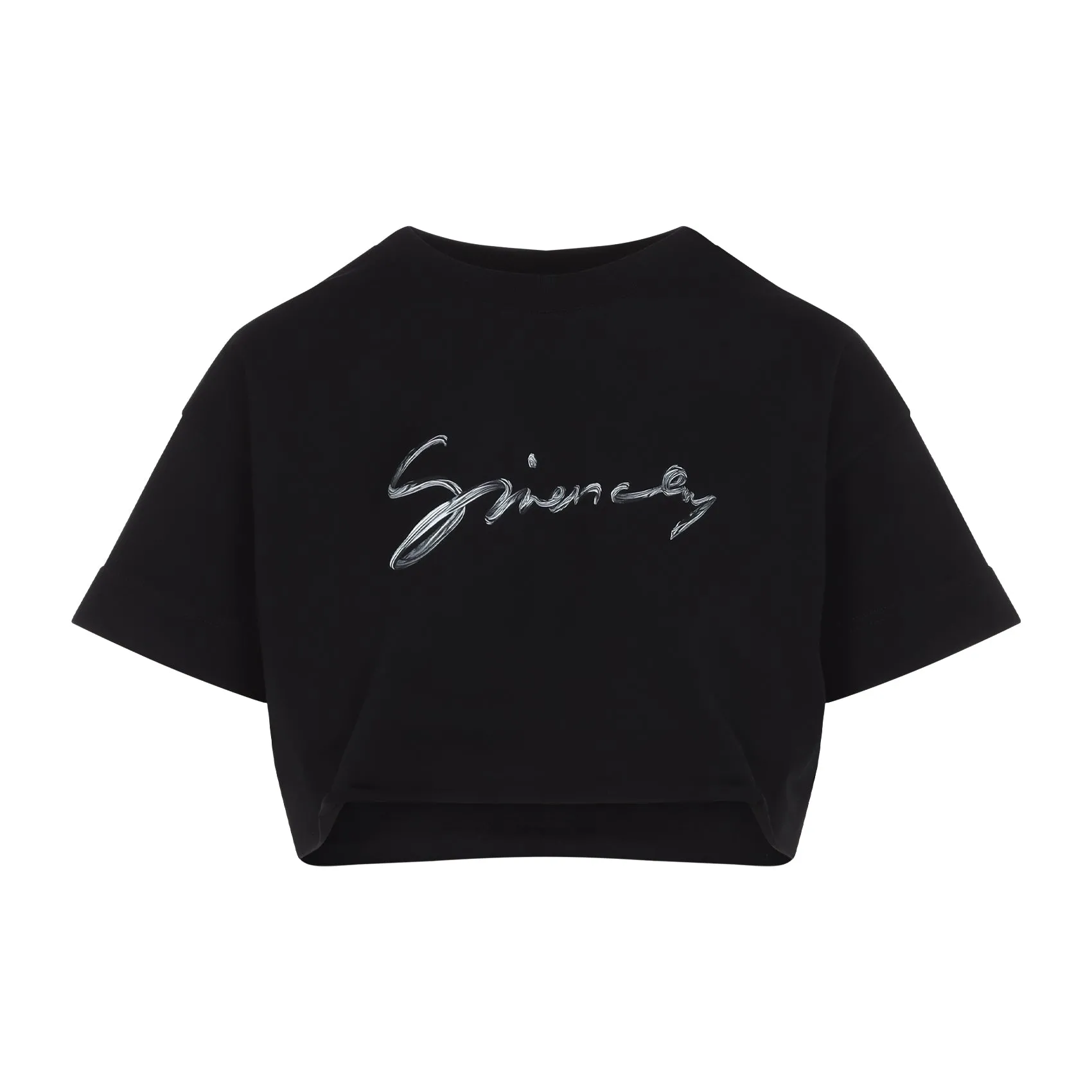 Black Cotton Cropped Tee