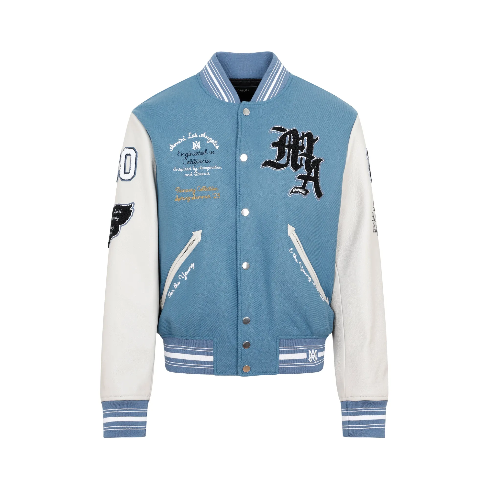 Blue And White Oversized Varsity Jacket