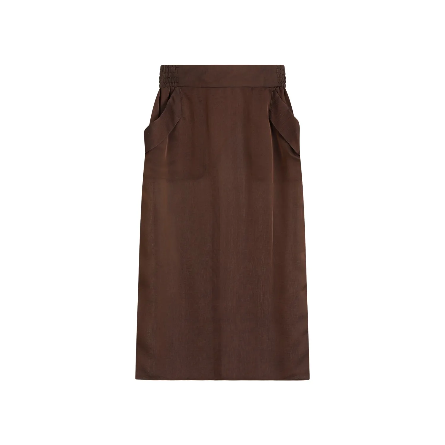 Brown Silk Midi Skirt