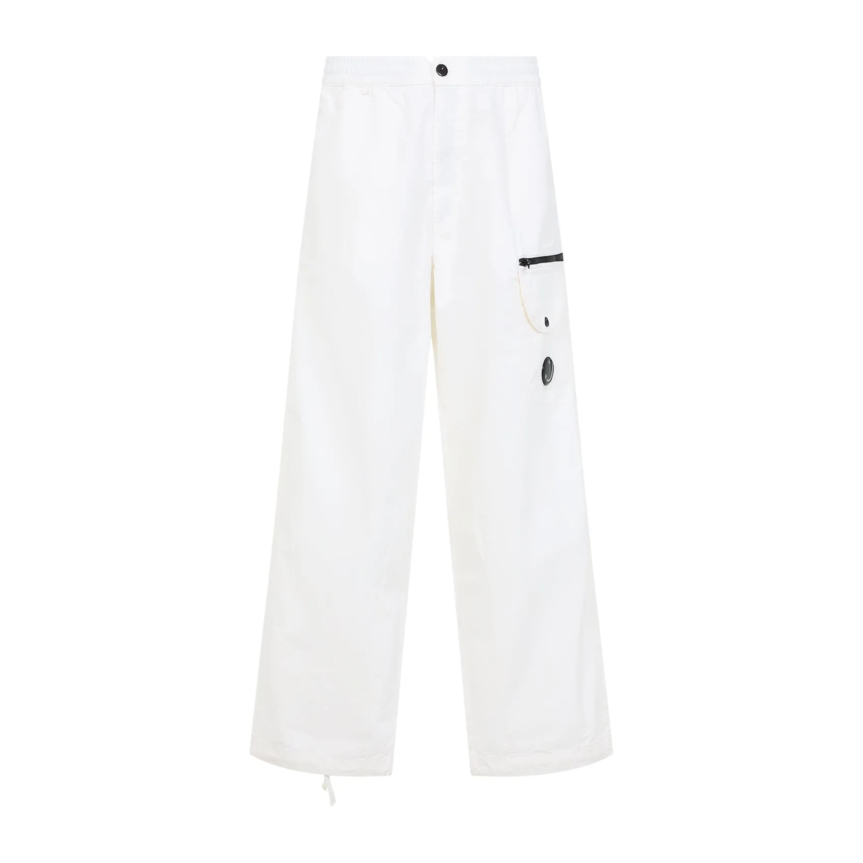 White Microreps Boxy Cargo Cotton Pants