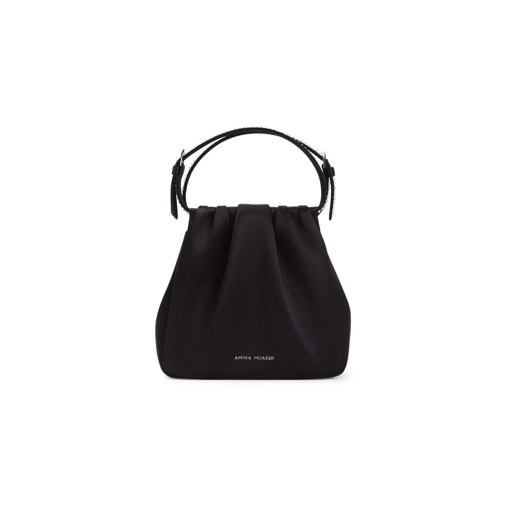 Black Vittoria Crystal Satin Handbag