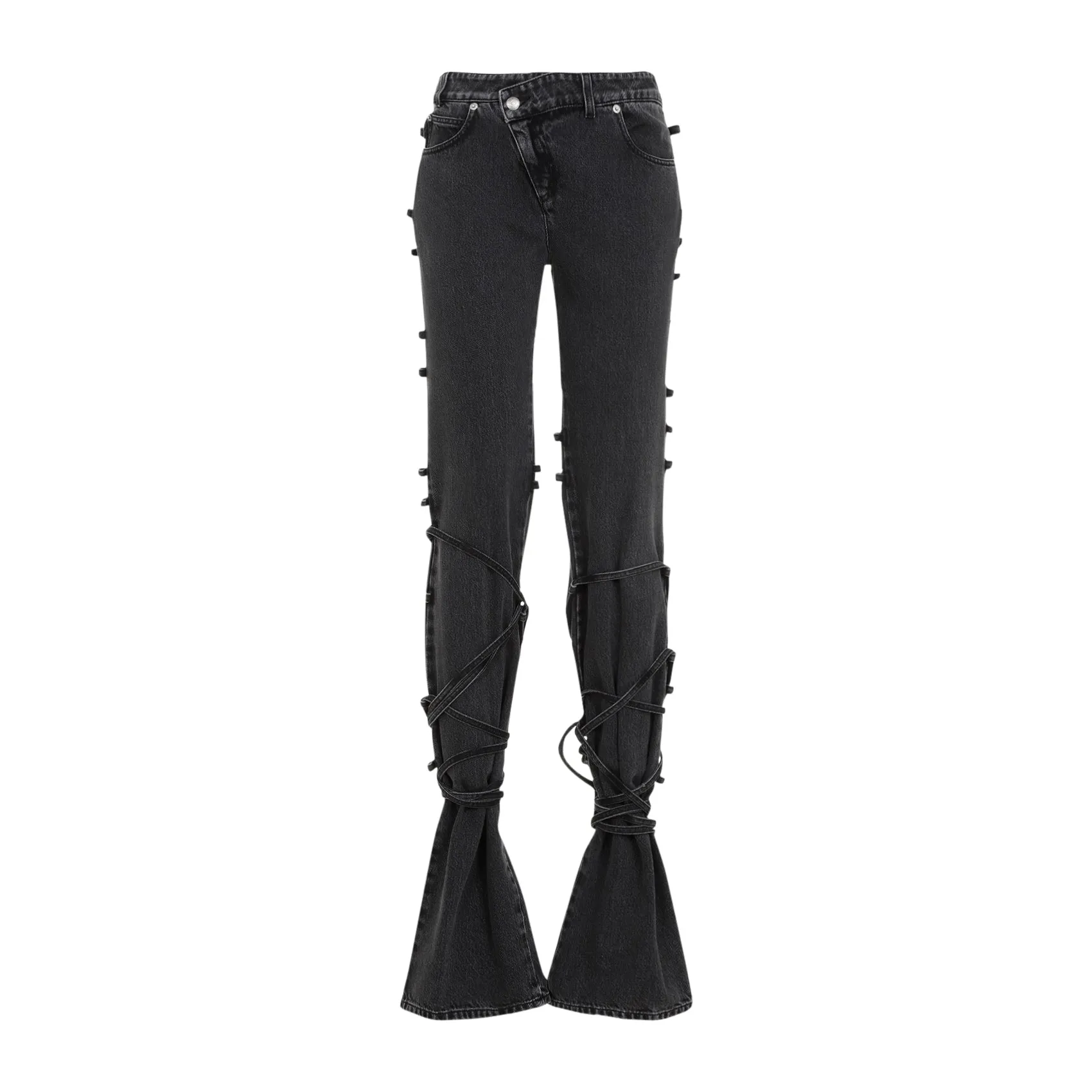 Black Tied Cotton Jeans