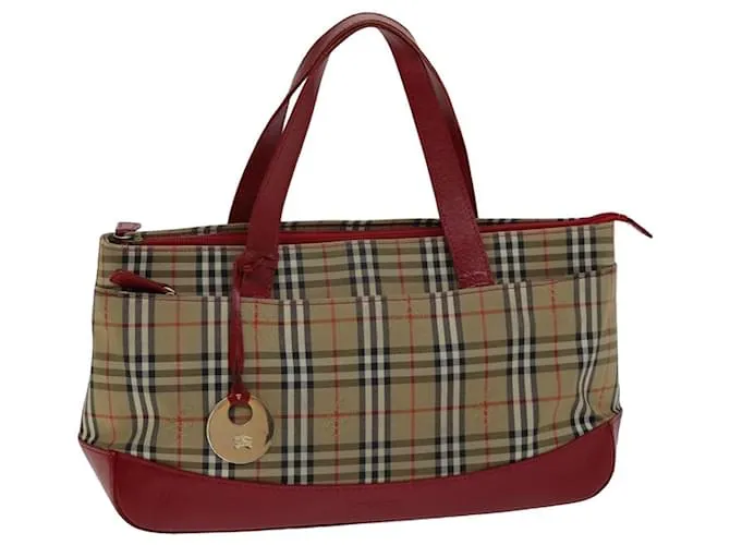 Autre Marque Borsa a mano in tela beige con motivo Nova Check di Burberrys Auth 78335