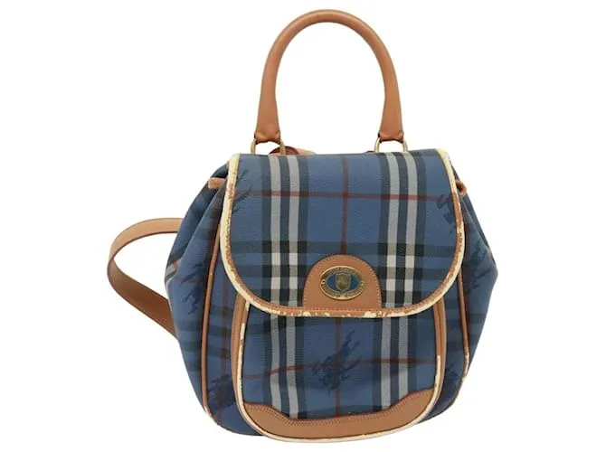 Autre Marque Borsa a spalla Burberrys Nova Check in pelle PVC blu Auth 78851 Beige