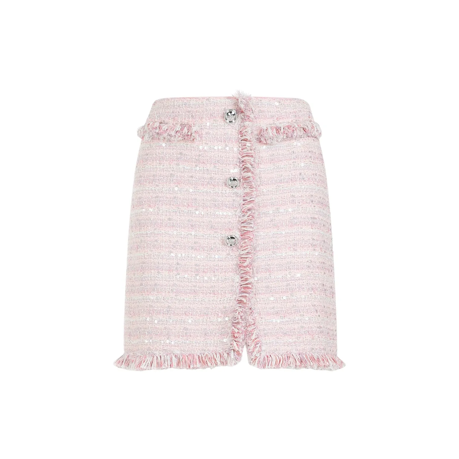 Pink Bouclé Mini Skirt