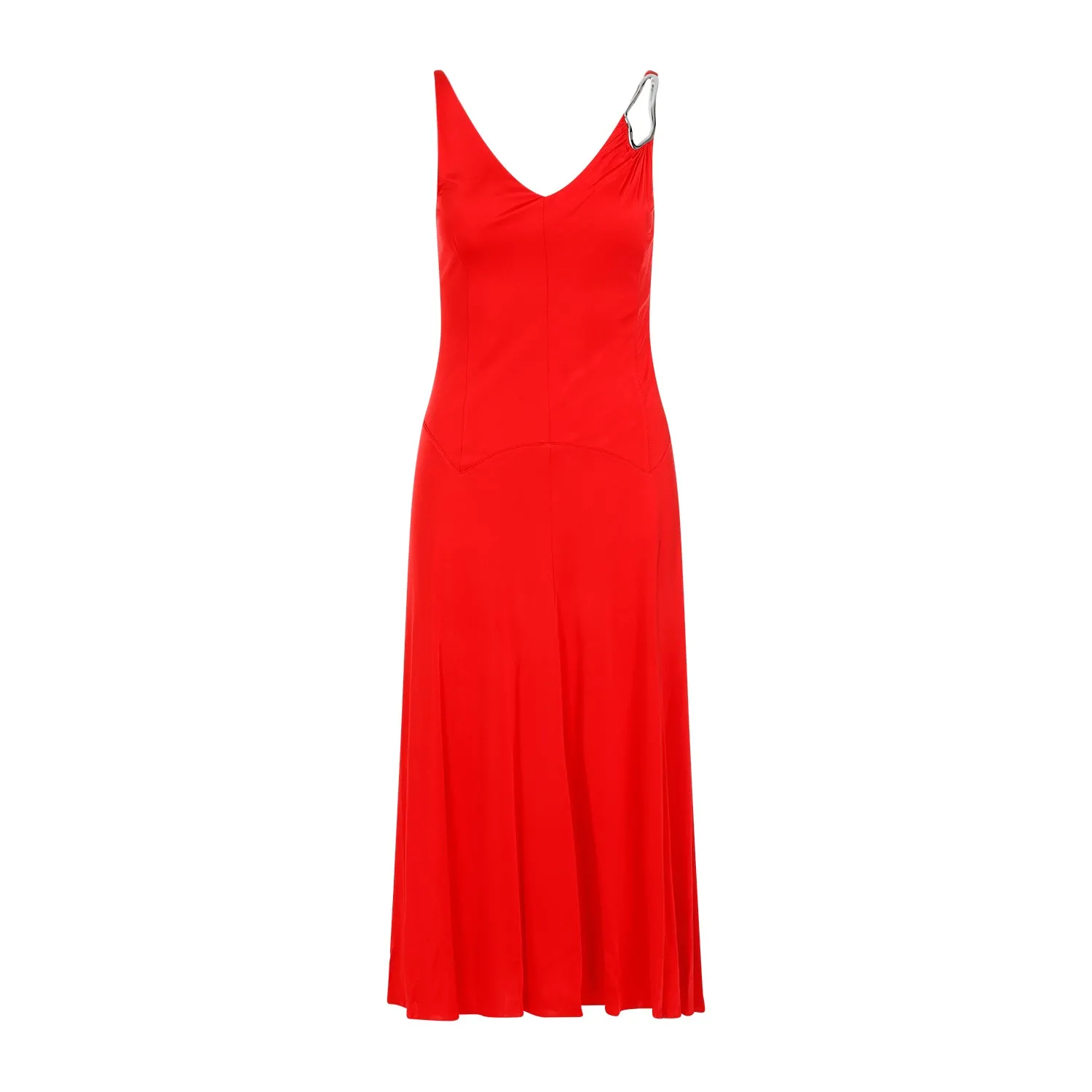 Red Flame Sleeveless A-Line Midi Dress