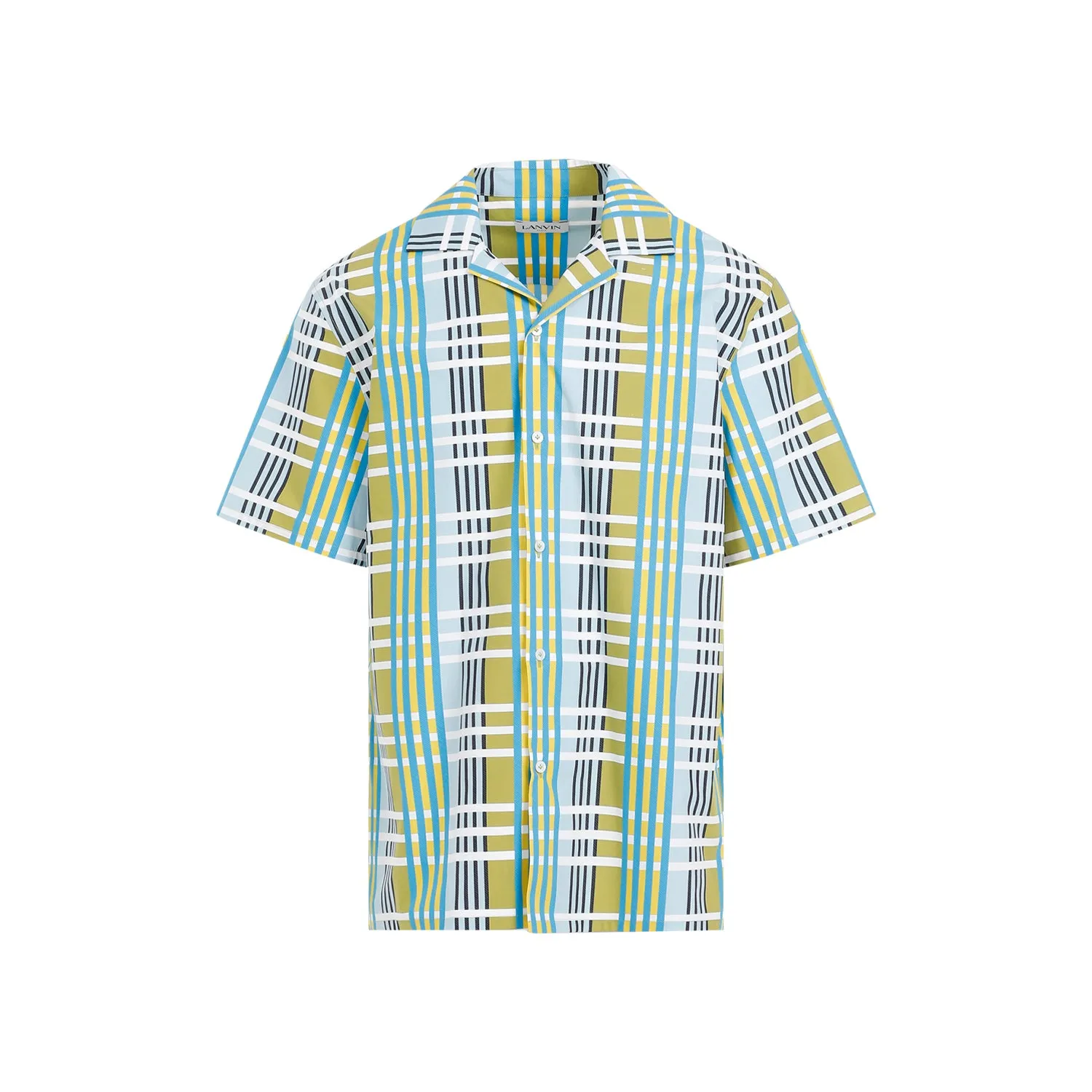 Green Cotton Printed Bowling Shirt