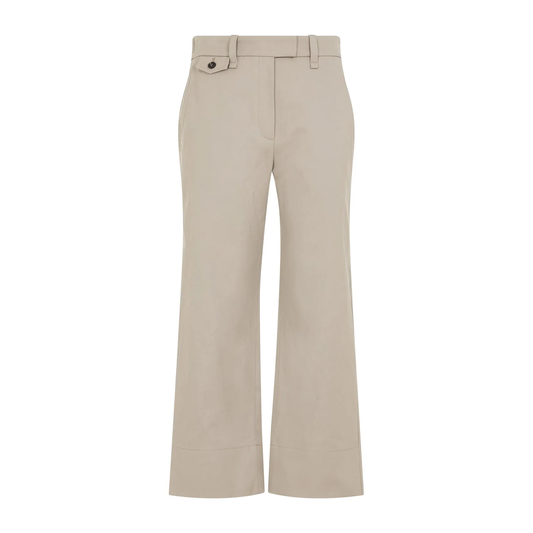 Beige Chino Cropped Cotton Pants
