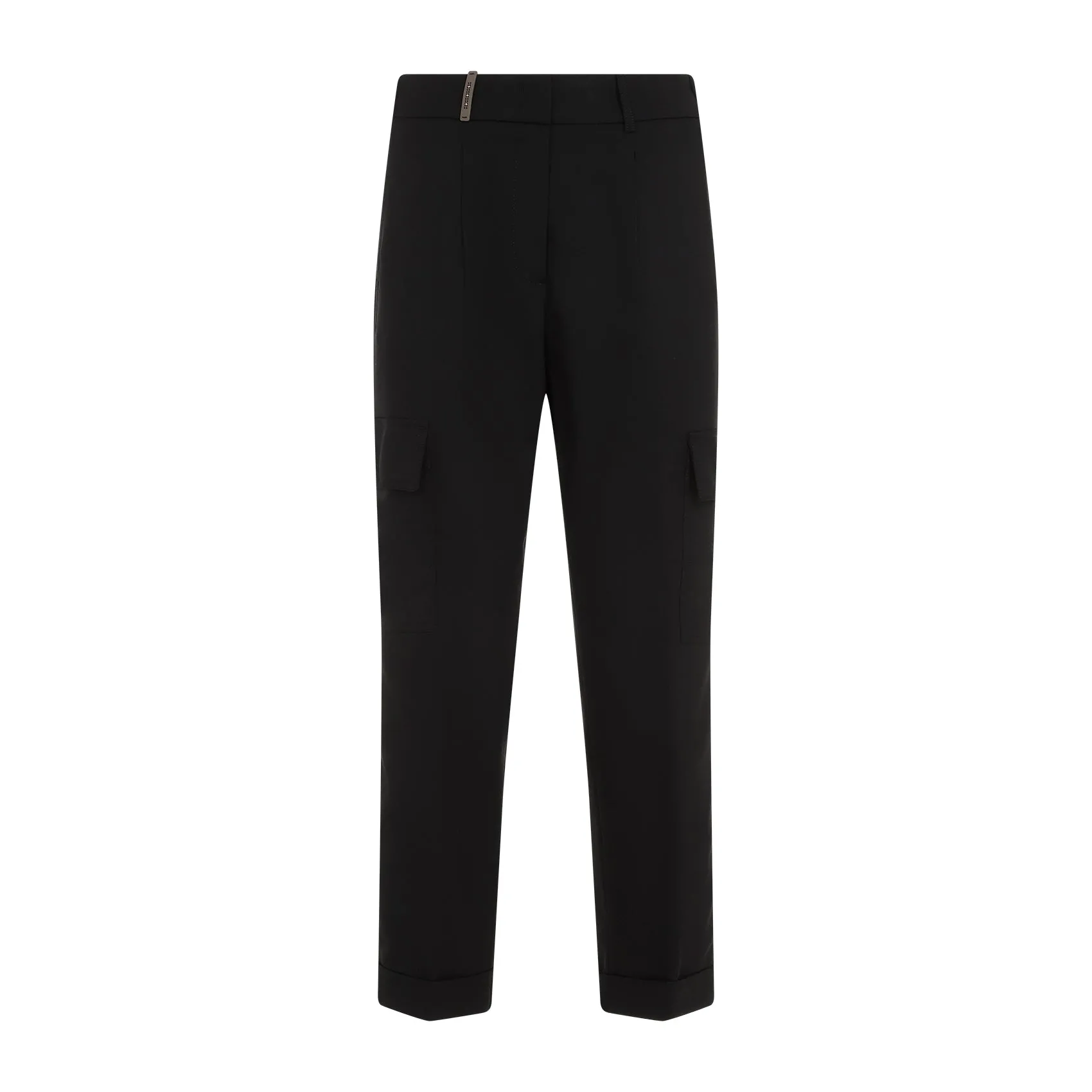 Black Cargo Wool Pants