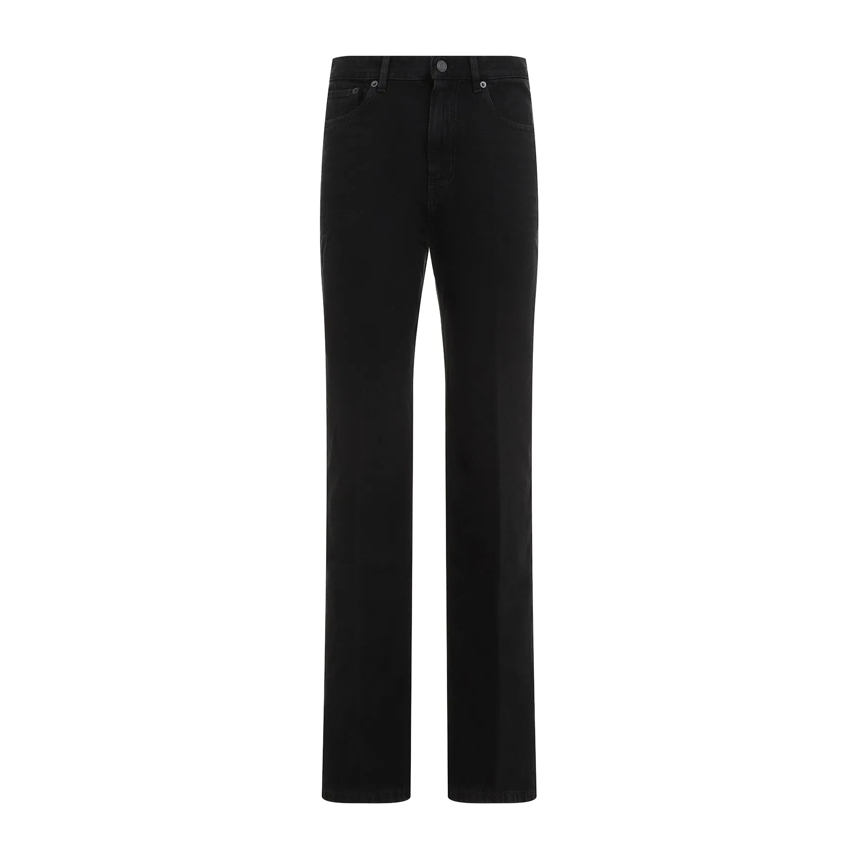 Black Mid Rise Straight Cotton Jeans