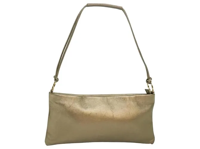 Borsa a Spalla Gancini in Pelle Dorata Auth 83734 di Salvatore Ferragamo D'oro