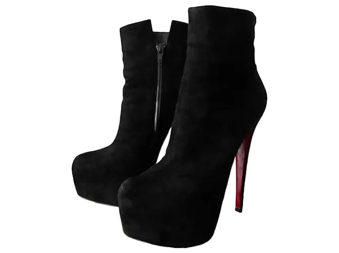 Stivaletti con piattaforma Christian Louboutin Veau Velours Daf 160 Nero