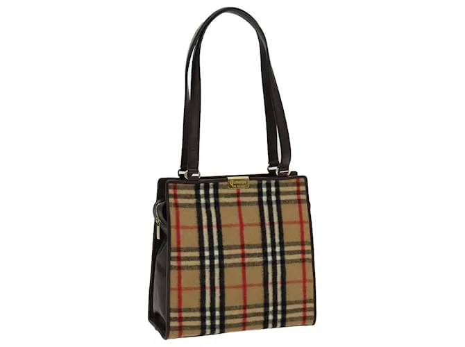 Autre Marque Borsa a spalla Burberrys Nova Check in lana beige oro Auth 85746 D'oro