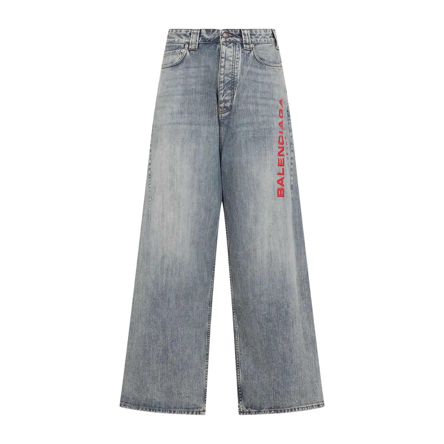 Stained Blue Cotton Baggy Pants