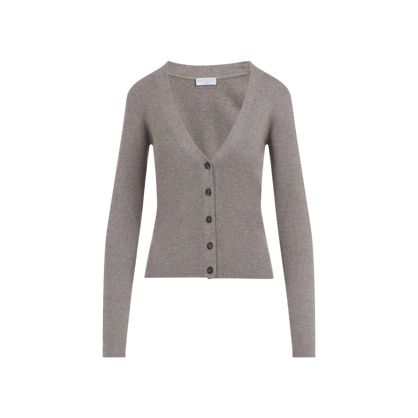 Brown Lurex Cashmere Cardigan