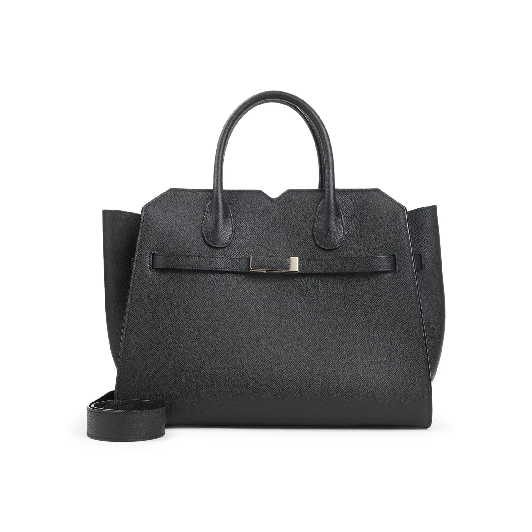 Black Calf Leather Milano Media Shoulder Bag