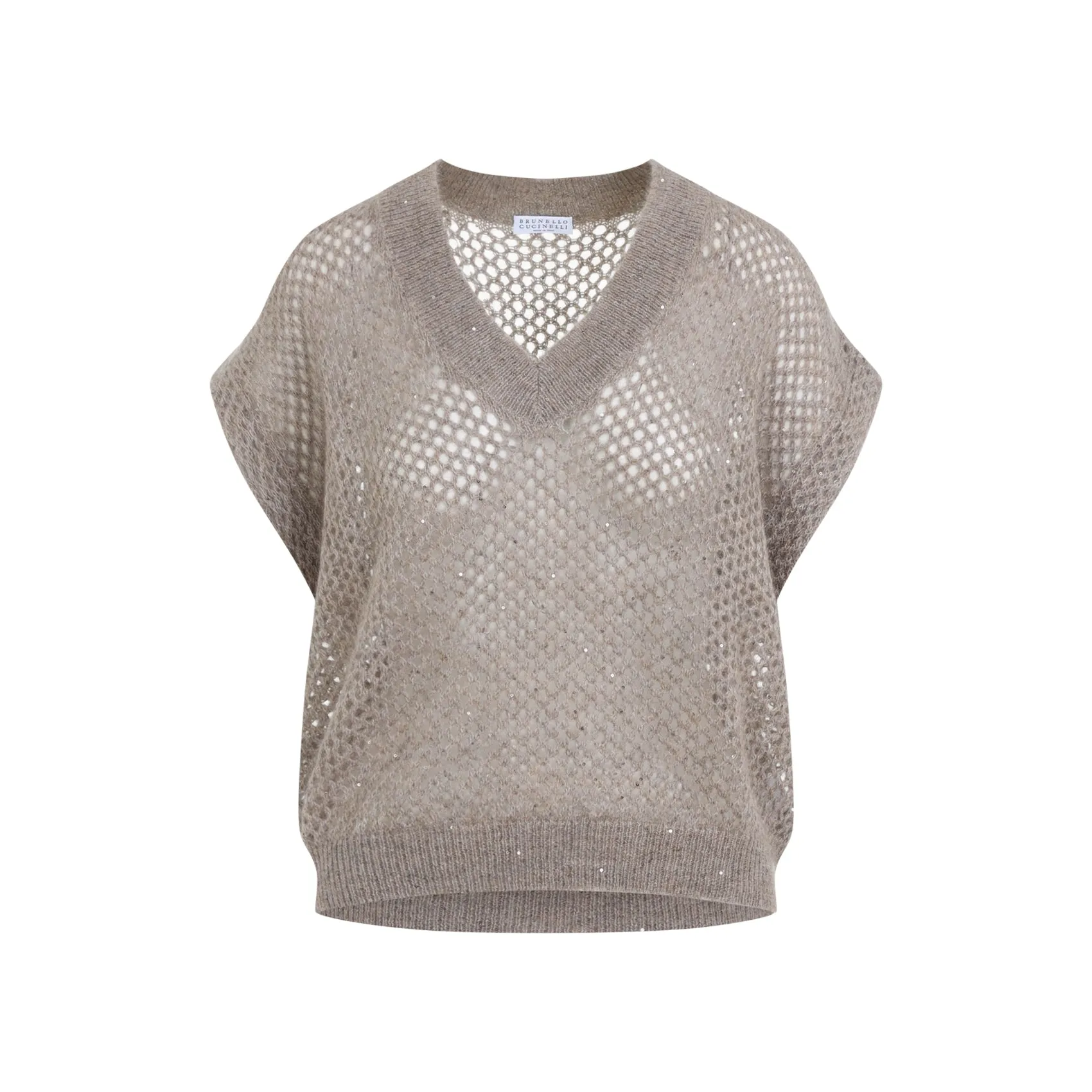 Hot Brown Mohair Diamond Knit Vest