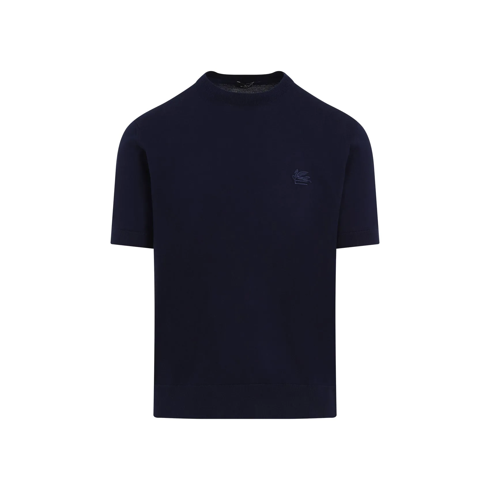 Blue Cotton Fine Jersey T-Shirt With Decorative Linking