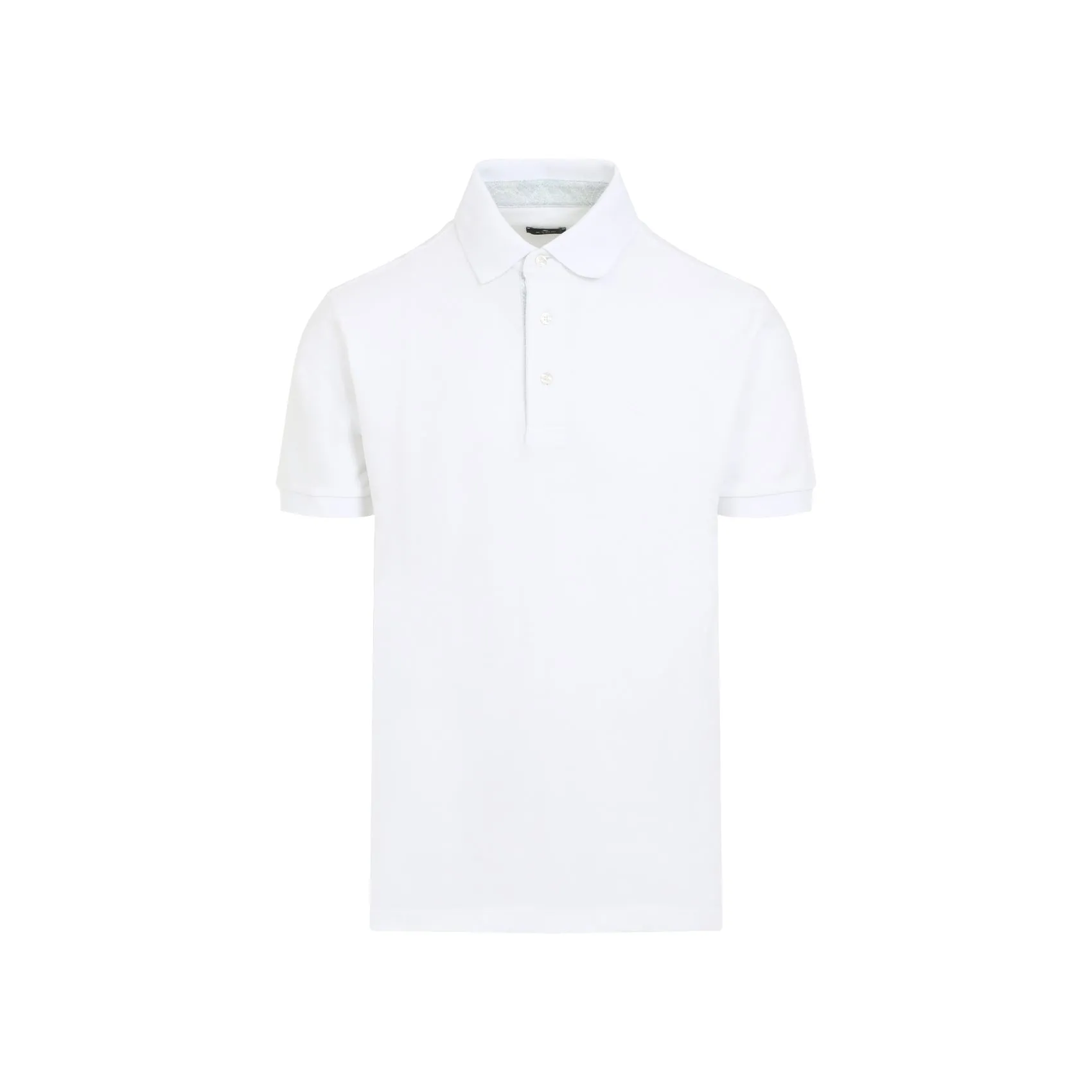 White Cotton Roma Printed Details Polo