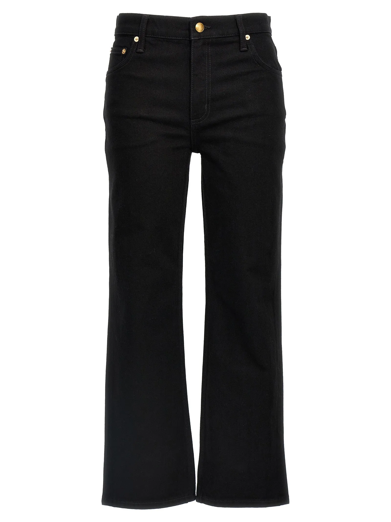 Cropped Kick Flare Jeans Nero