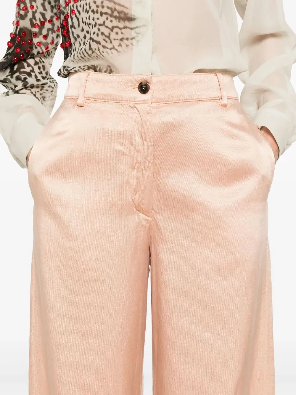 Green And Lilac Orchidee Silk Blouse