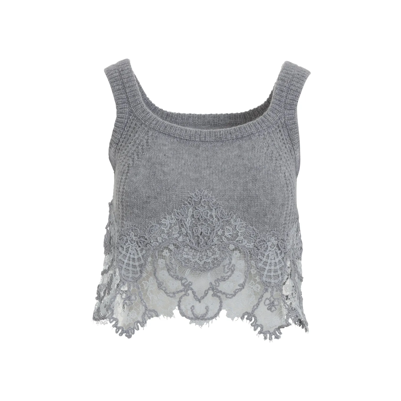 Grey Knit Cashmere Tank Top