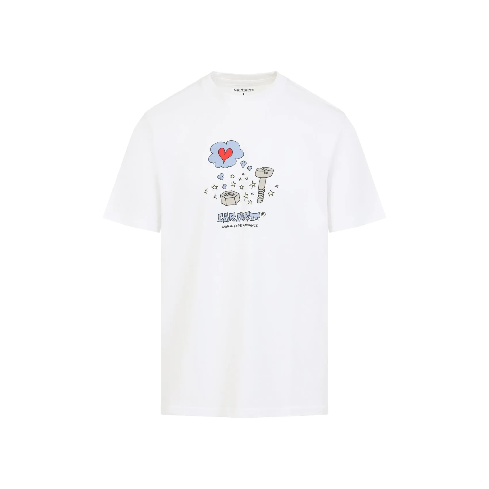 White Work Life Romance Cotton T-Shirt