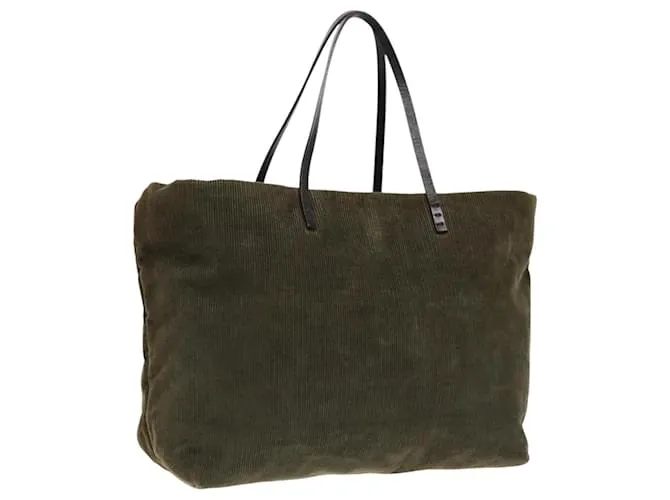 Borsa Tote FENDI in corduroy khaki Auth fm3899 Cachi
