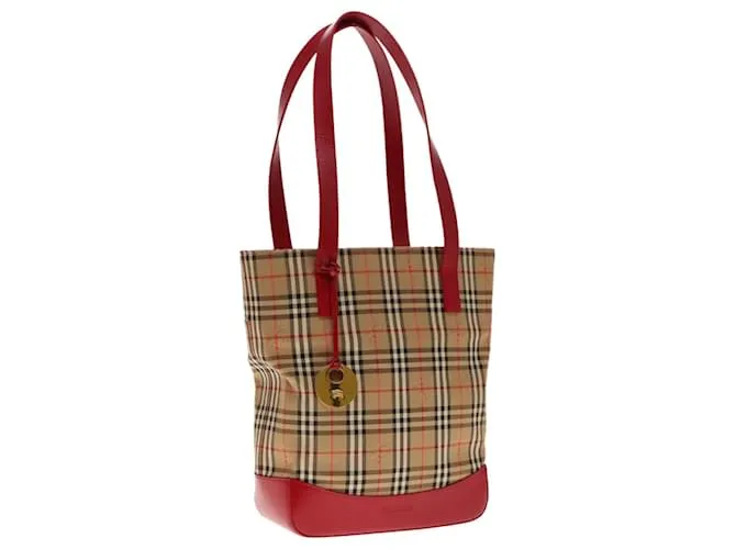 Autre Marque Borsa a spalla Burberrys Nova Check in tela pelle beige rosso argento autentica 94414
