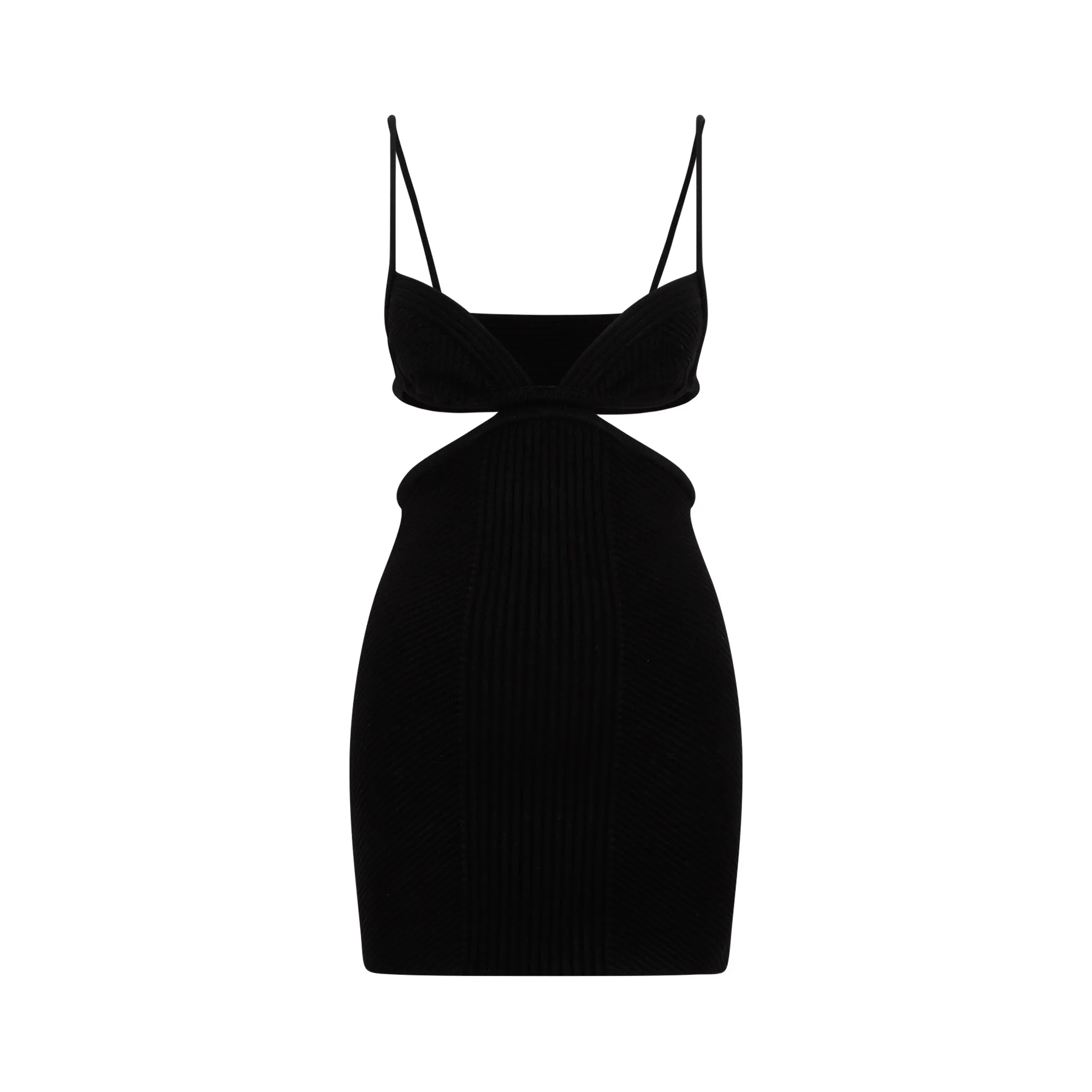 Black Cut Out Ribbed Mini Dress