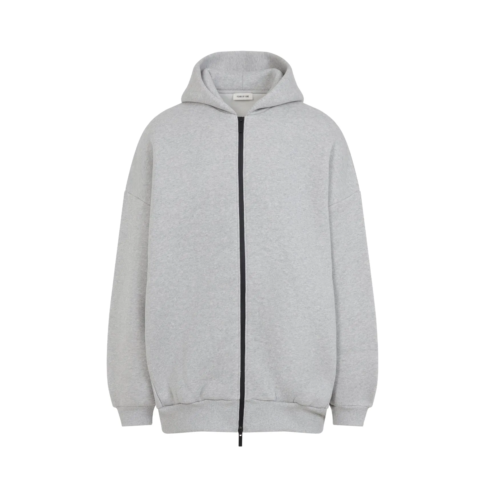 Grey Zip Cotton Hoodie