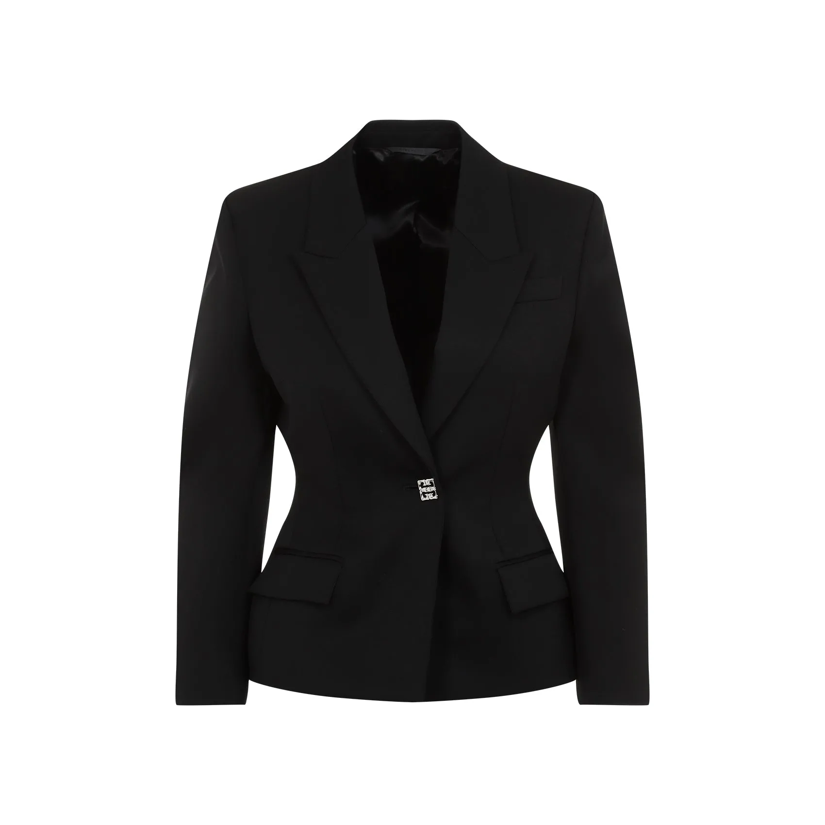 Black Structured Virgin Wool Jacket