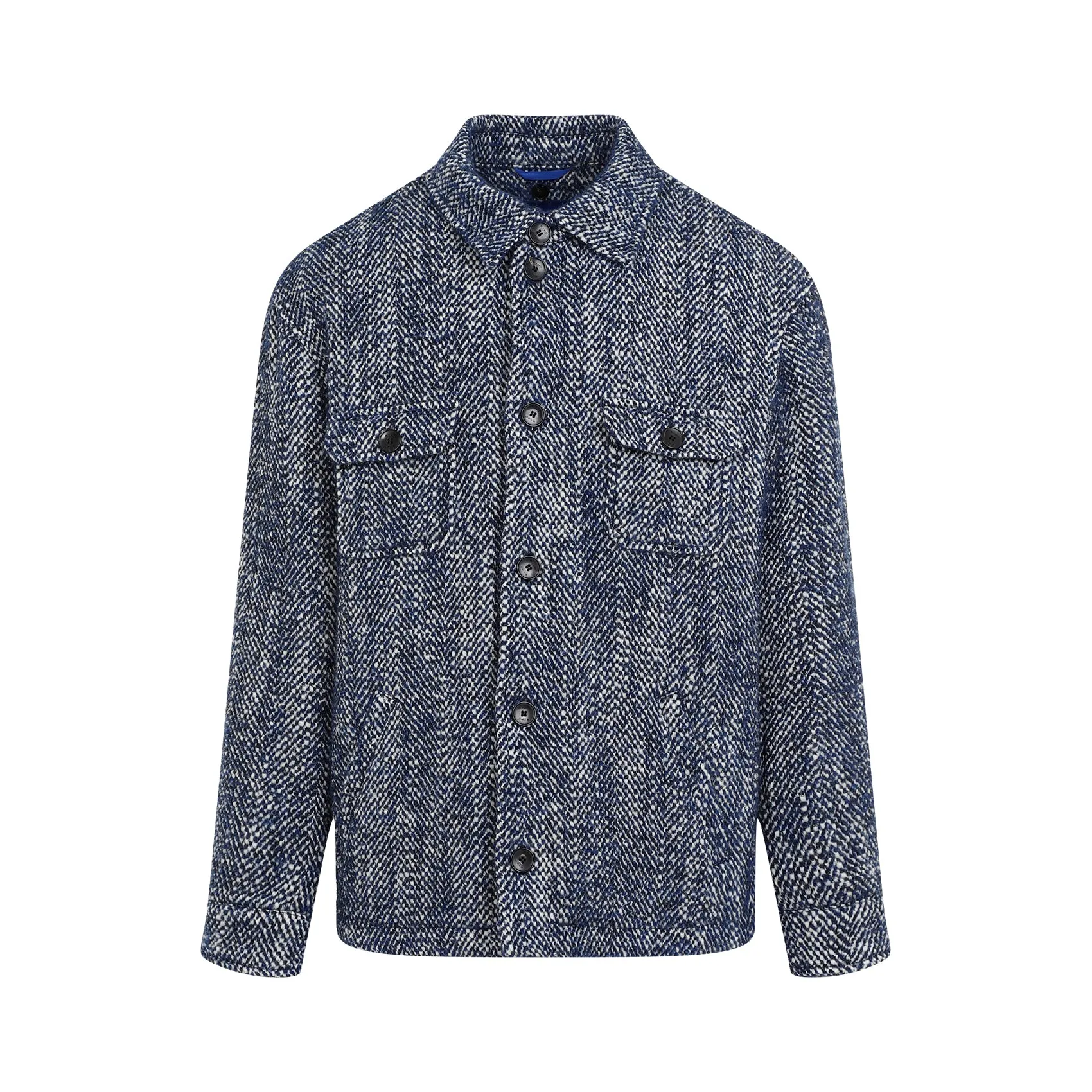 White And Blue Wool Shirt