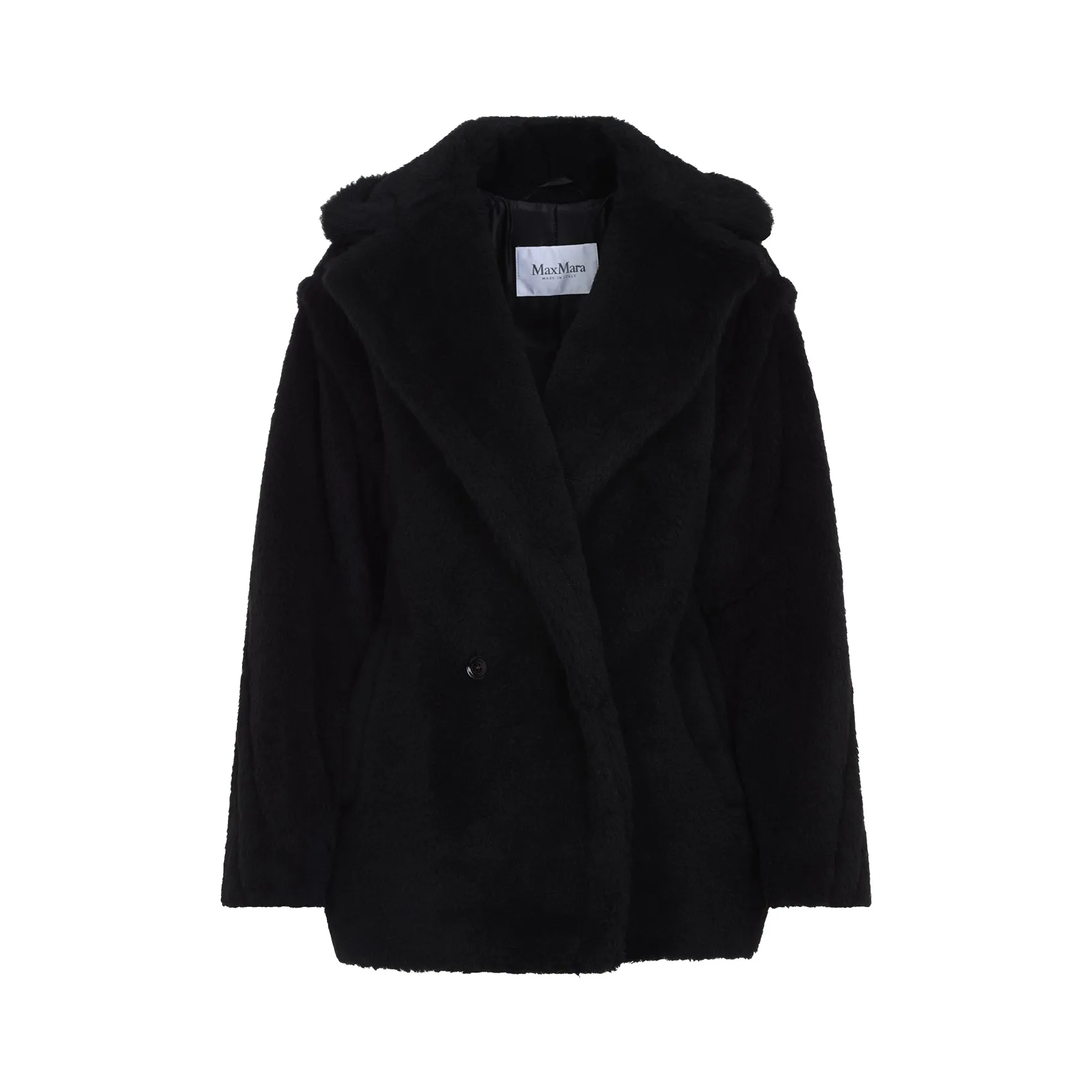 Black Fuxia Teddy Short Alpaca Coat