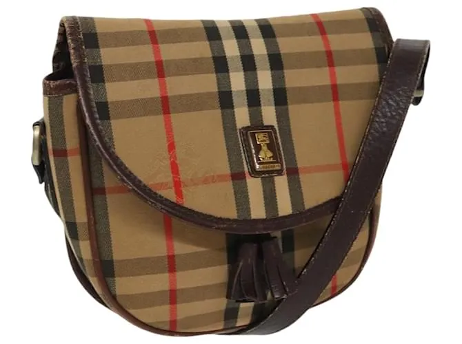 Autre Marque Borsa a spalla Burberrys Nova Check in tela beige Auth 96519