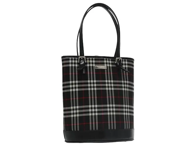 Autre Marque Borsa a mano Burberrys Nova Check Blue Label in nylon, blu navy, argento autentico mr706