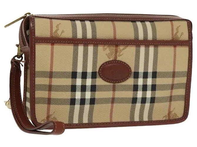 Autre Marque Borsa a mano in PVC pelle beige Burberrys Nova Check Auth 102458