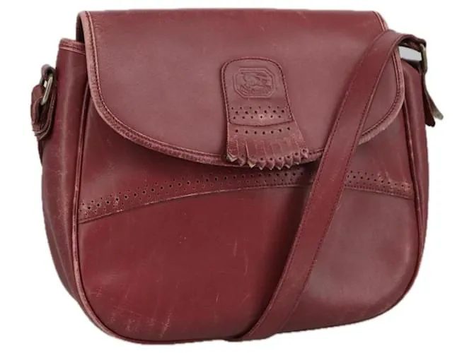 Autre Marque Borsa a spalla Burberrys in pelle bordeaux Auth 98623 Bordò