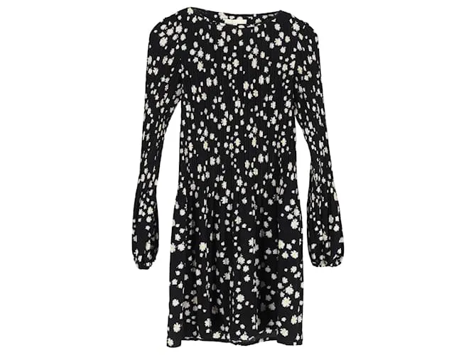Abito mini in crepe plissettato con stampa di margherite Rockiz di Maje in poliestere nero