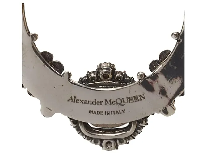 Orecchino a goccia in argento con strass Alexander McQueen Metallico