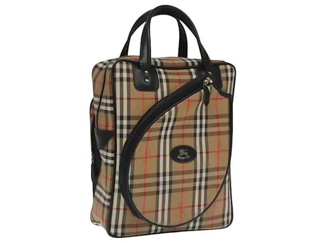 Autre Marque Borsa a mano in tela beige con motivo Nova Check di Burberrys Auth 99653