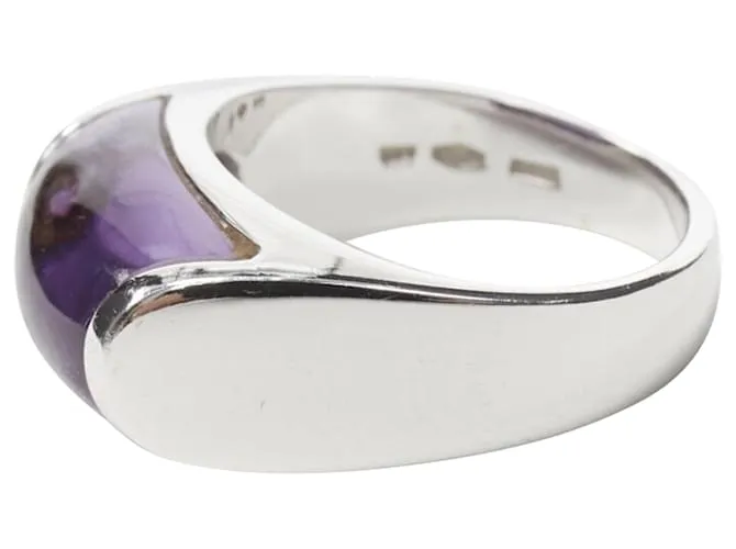 Anello in argento con pietra ametista Bulgari Metallico
