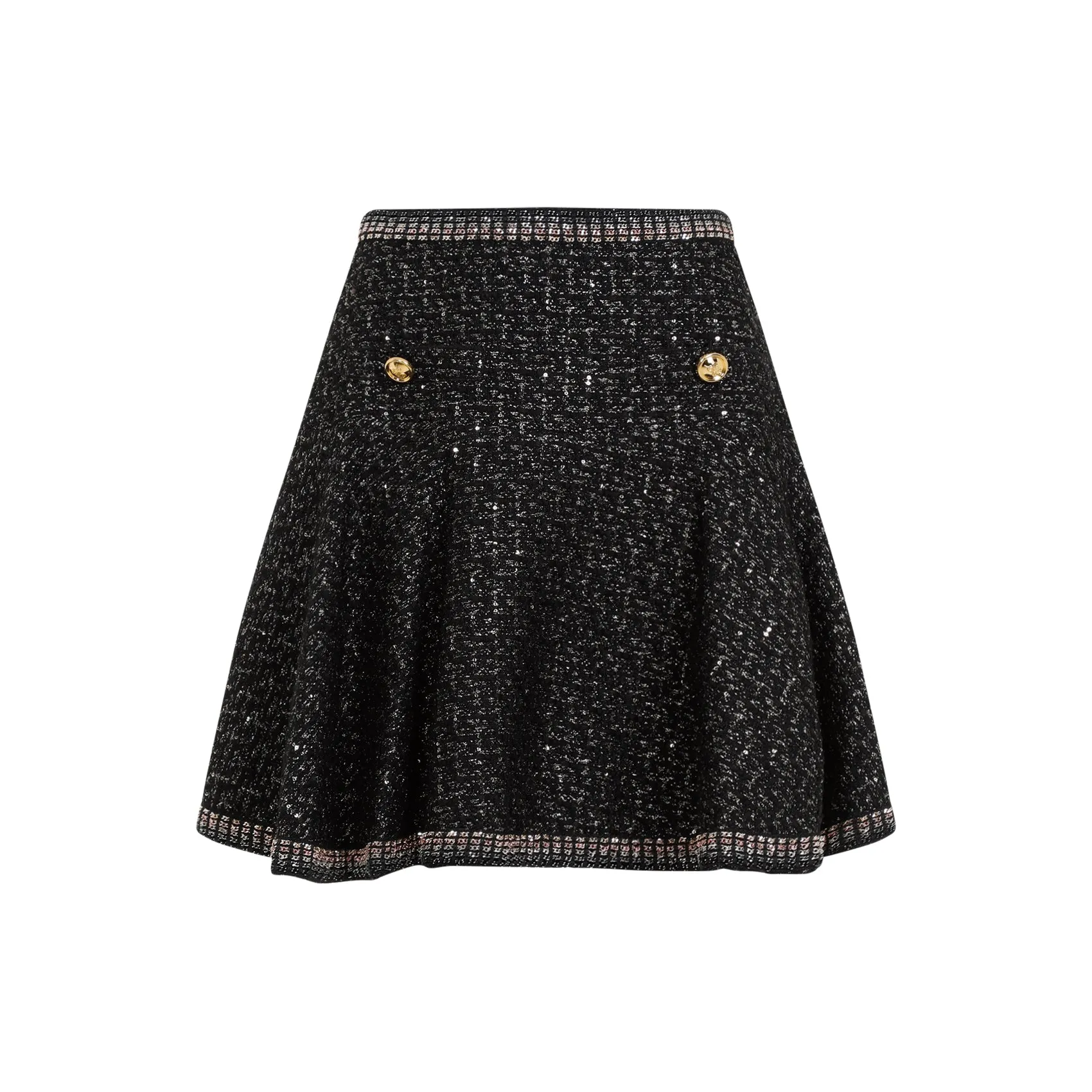 Black Cotton Boucle Mini Skirt