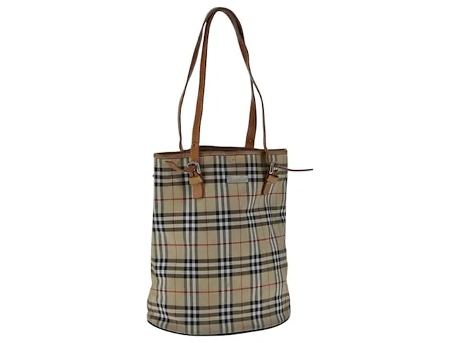 Autre Marque Borsa a spalla Burberrys Nova Check in nylon e pelle beige argento autentica 105301