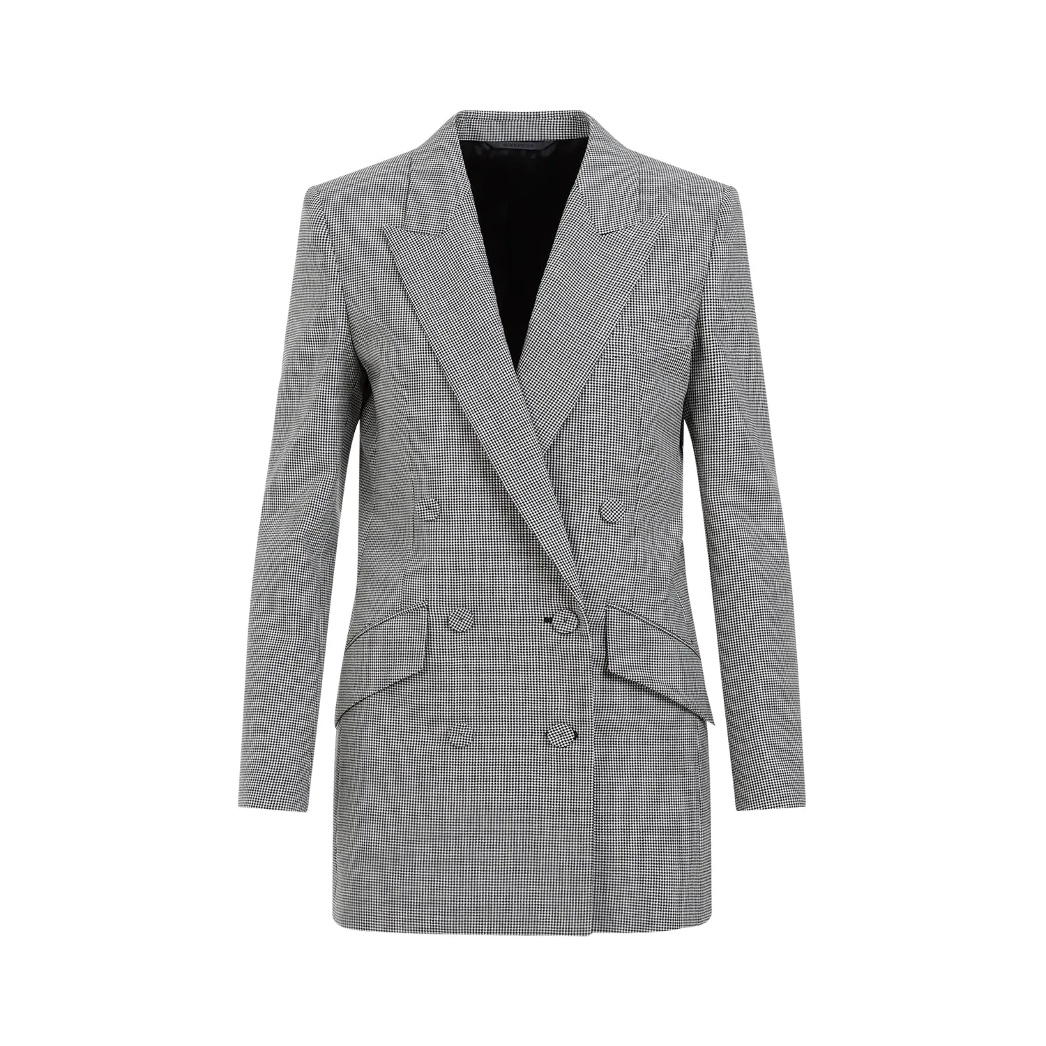 Black And White Double Breast Wool Jacket