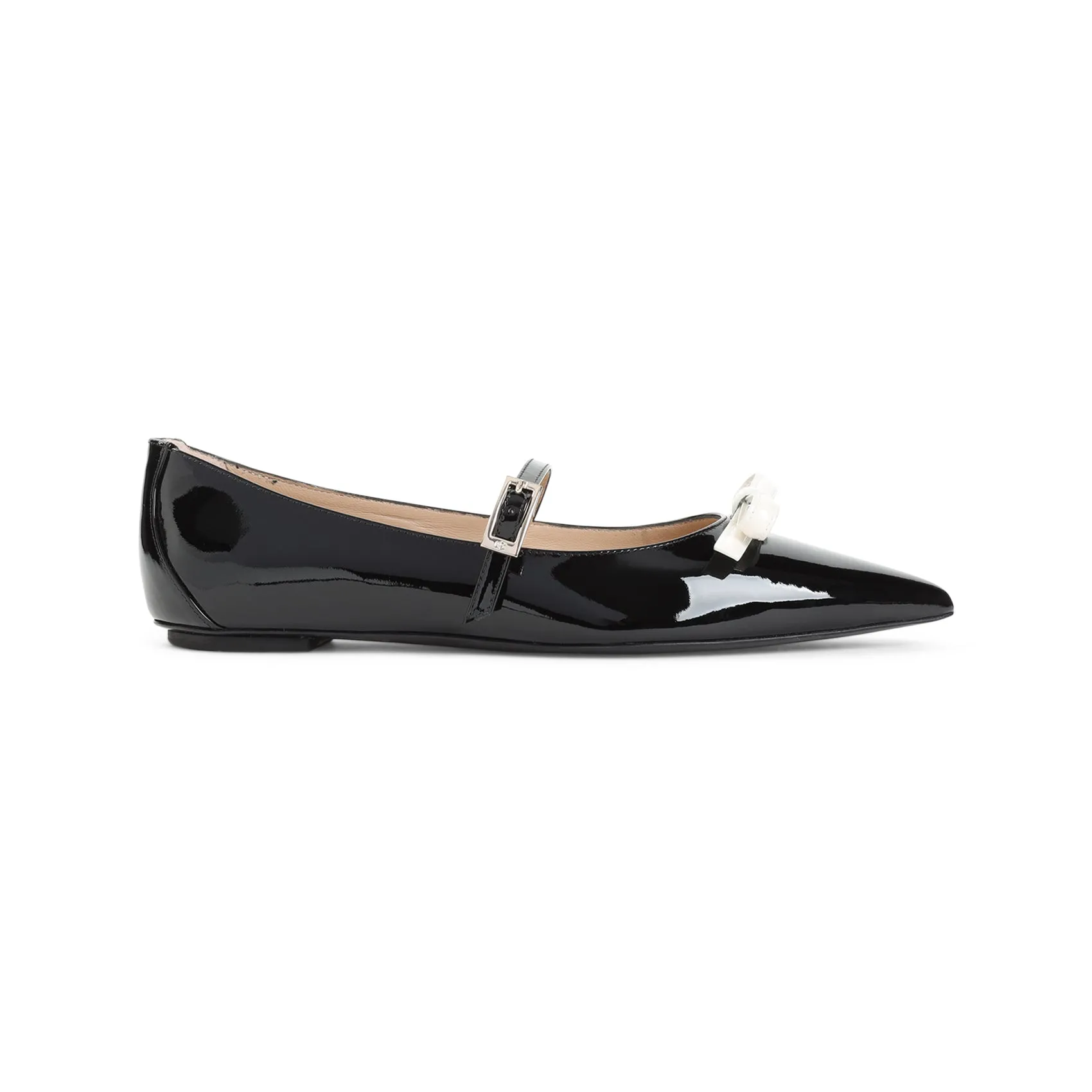 Black Felicity Bow Patent Leather Ballerinas